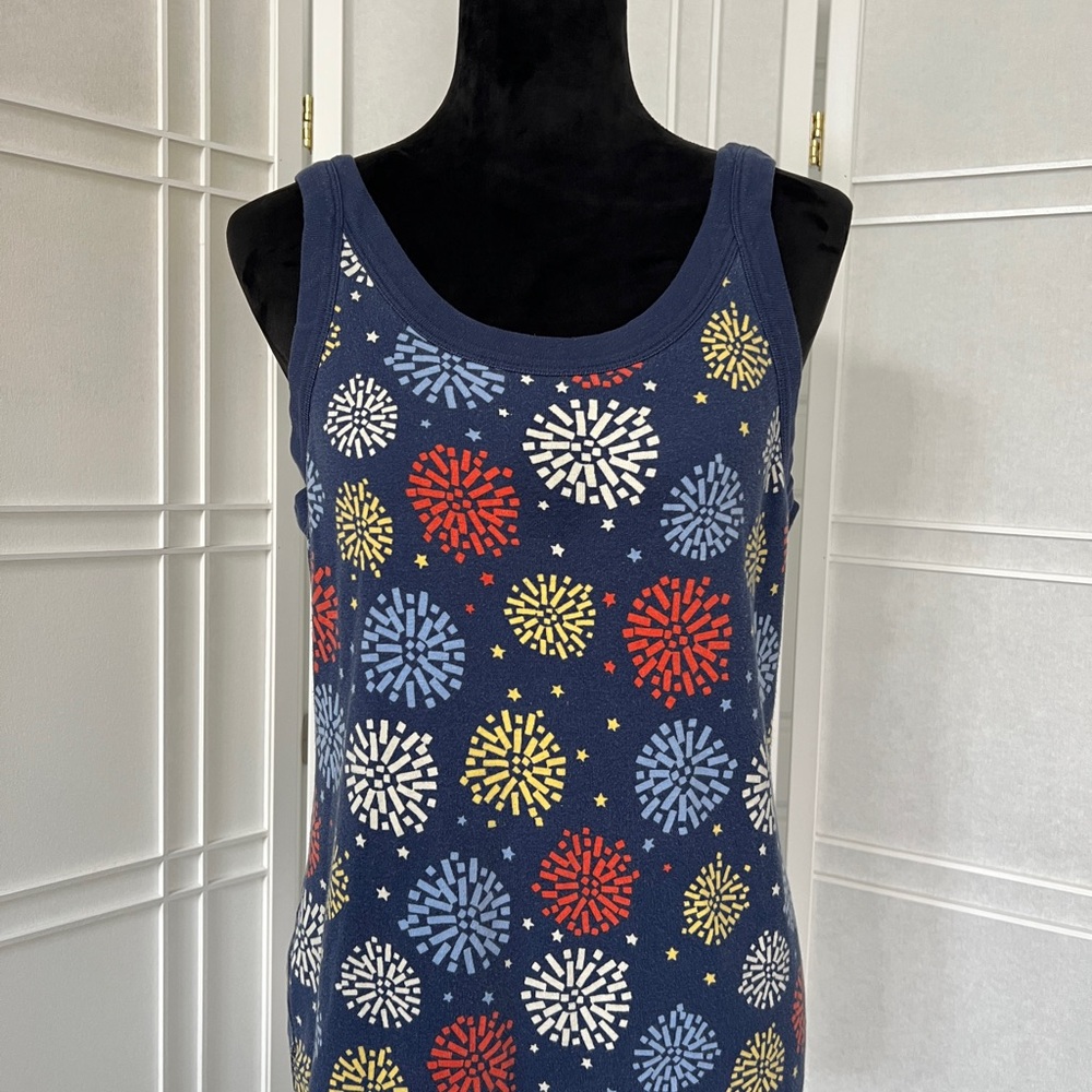 Hanna Andersson Blue and Red Fitted Tank Top 100% Organic Cotton size L